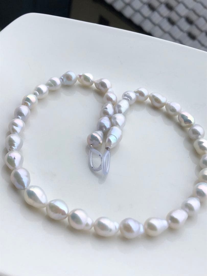 虹色　淡水バロックパールネックレス1連　FG25