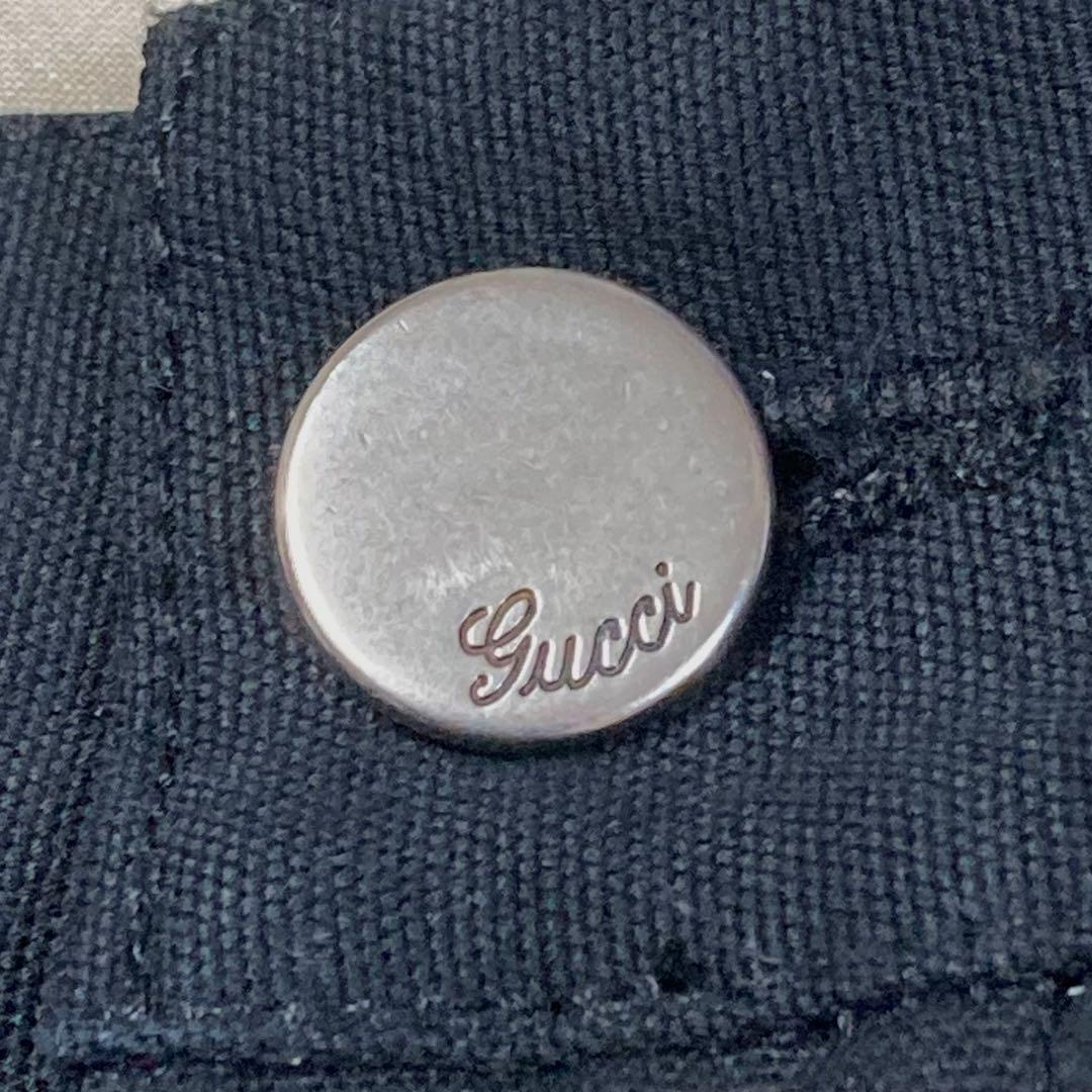 美品★グッチ♂ピュアコットンシェリーラインストレートパンツスラックス★黒