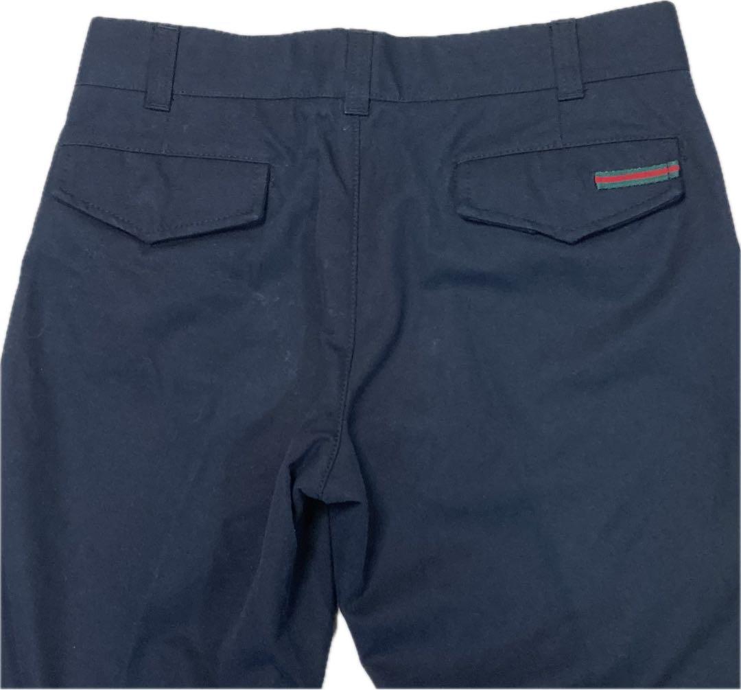 美品★グッチ♂ピュアコットンシェリーラインストレートパンツスラックス★黒
