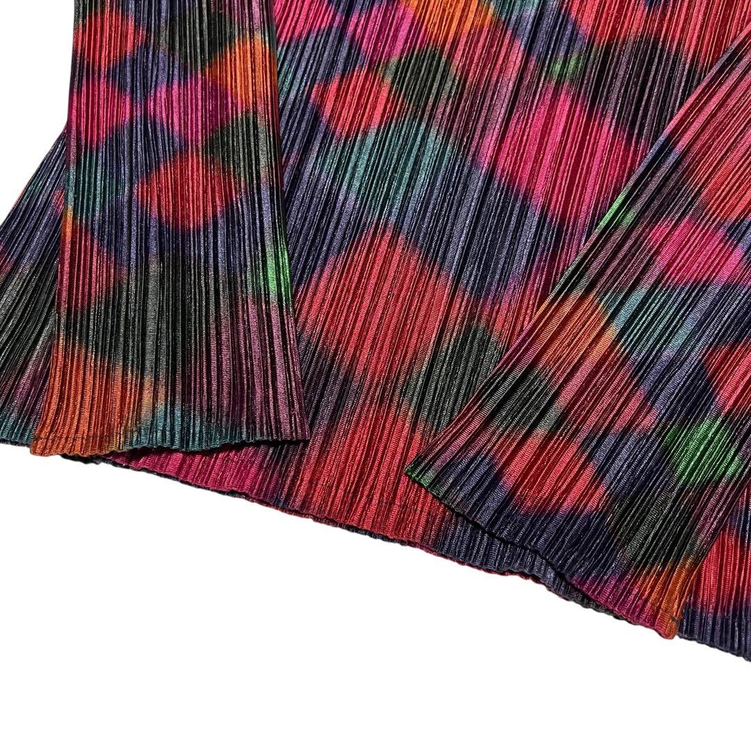 プリーツプリーズ 長袖シャツ カットソー L相当3 マルチカラー 総柄 ネオン