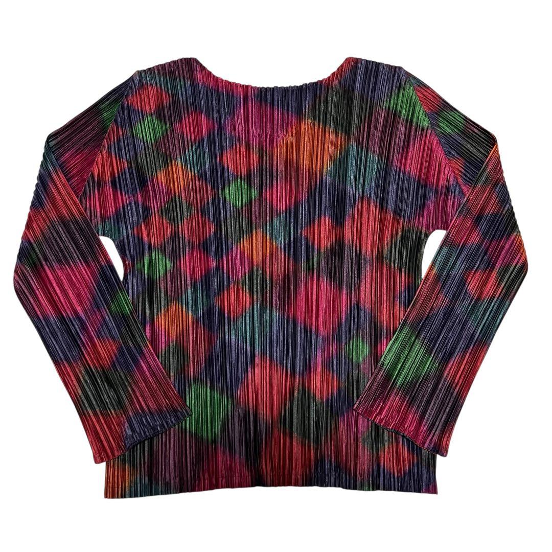 プリーツプリーズ 長袖シャツ カットソー L相当3 マルチカラー 総柄 ネオン