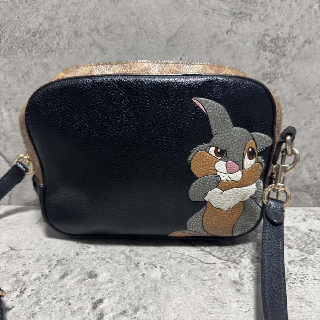 極美品✨️コーチ カメラバッグ ショルダー ディズニー とんすけ レザー 黒