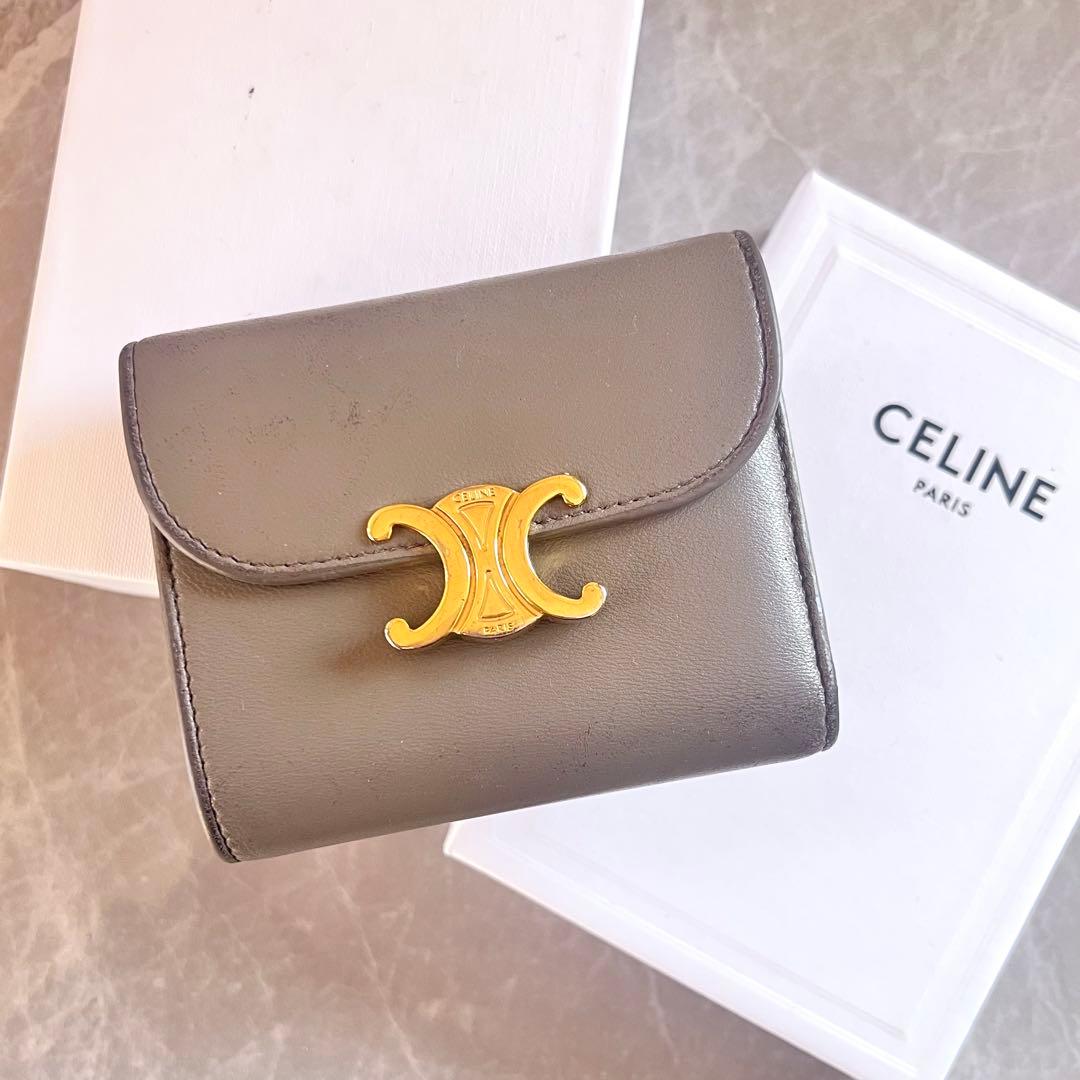 CELINE セリーヌ トリオンフ コンパクトウォレット グレージュ