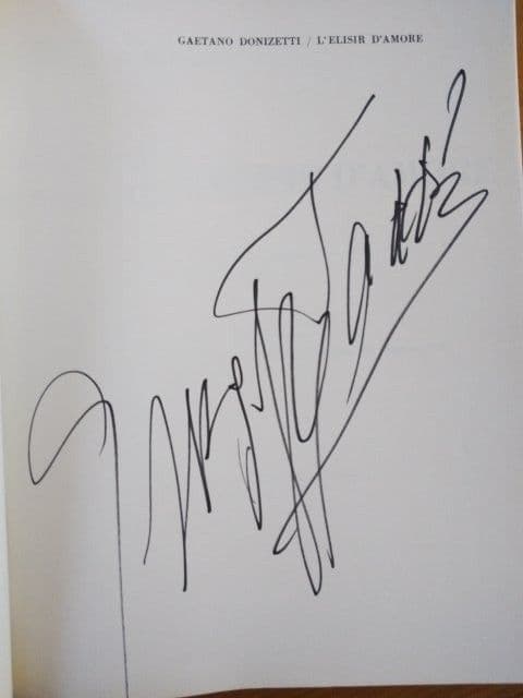 G.タッデイ直筆サイン入り「愛の妙薬」ヴォーカルスコア 楽譜