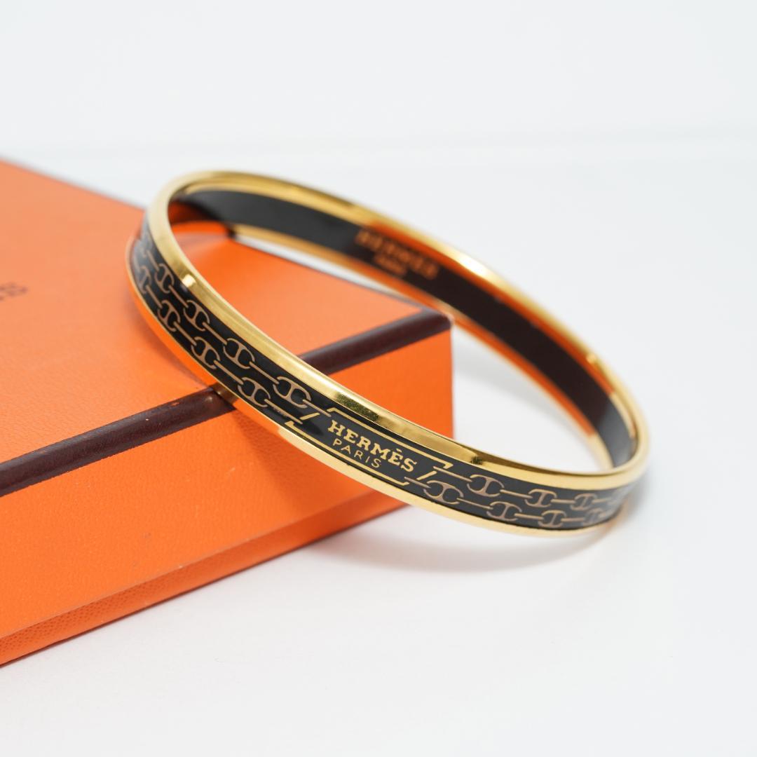 エルメス　HERMES　バングル　エマイユ　シェーヌ柄　直径6cm