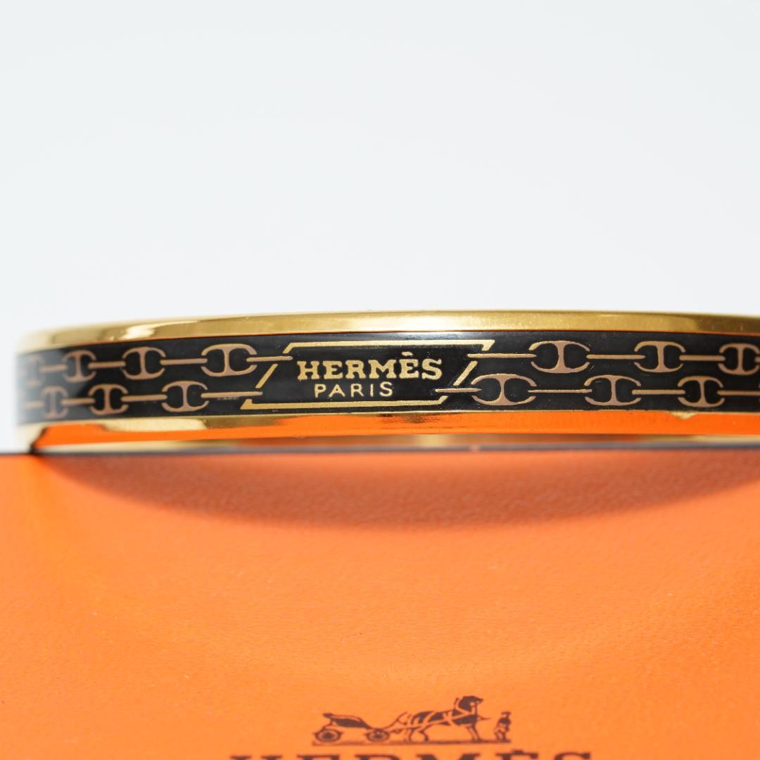 エルメス　HERMES　バングル　エマイユ　シェーヌ柄　直径6cm