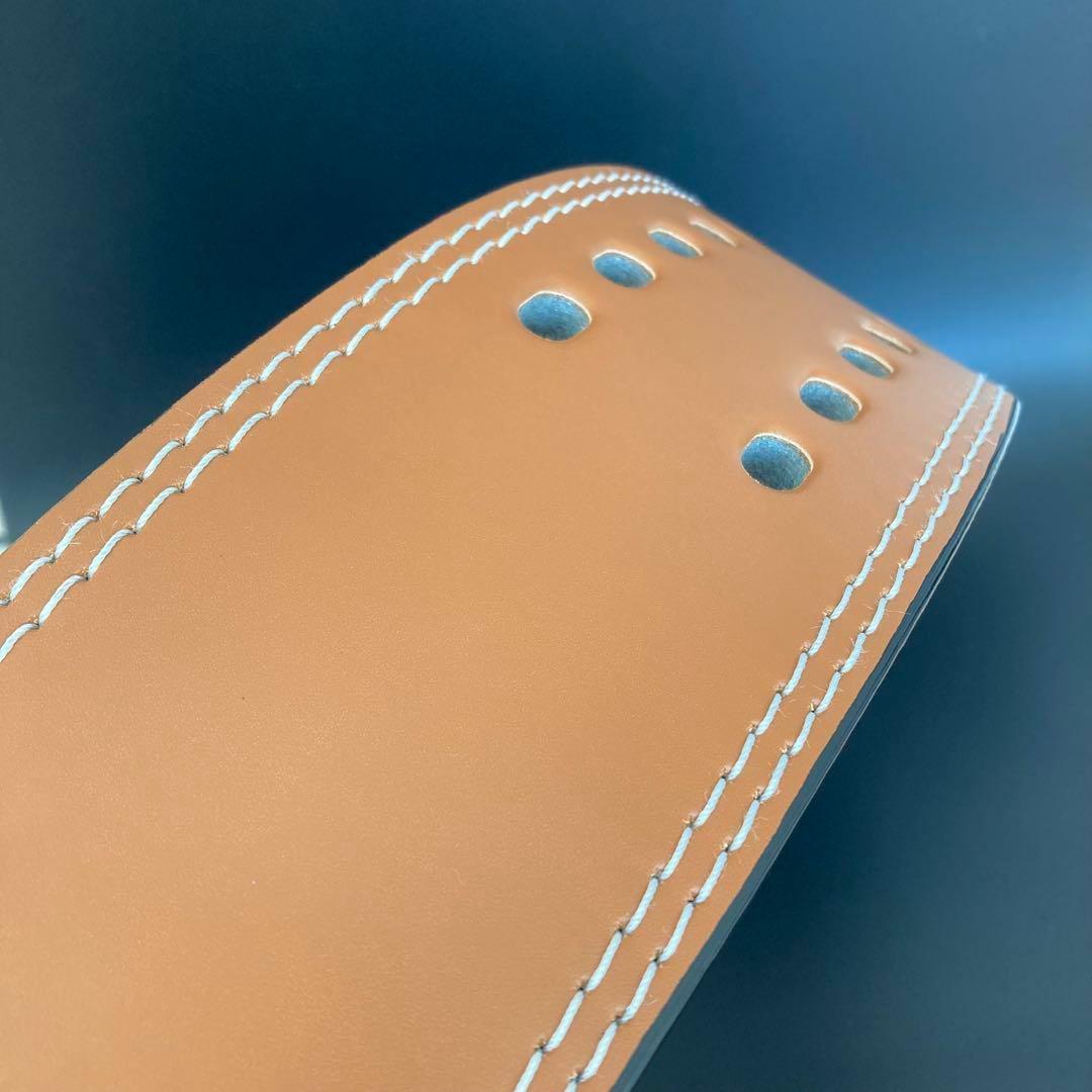 パワーリフティングベルト レバーアクション Mサイズ 本革 茶×マット銀 可変式