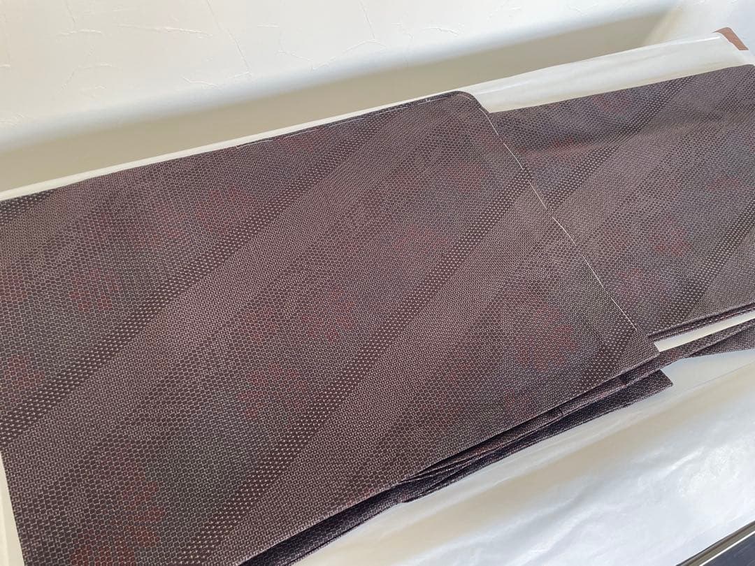 未使用　単衣　本塩沢　やまだ織　証紙有　裄丈69cm　亀甲絣　裄長さん　お召し