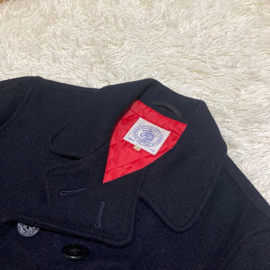 極美品　ジェイプレス　メルトンピーコート　ネイビー　インナーキルティング　L