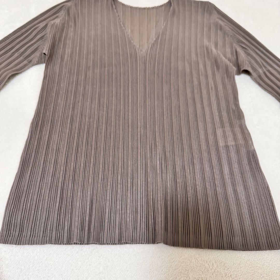 極美品✨PLEATS PLEASE プリーツ　Vネック　ブラウン　トップス
