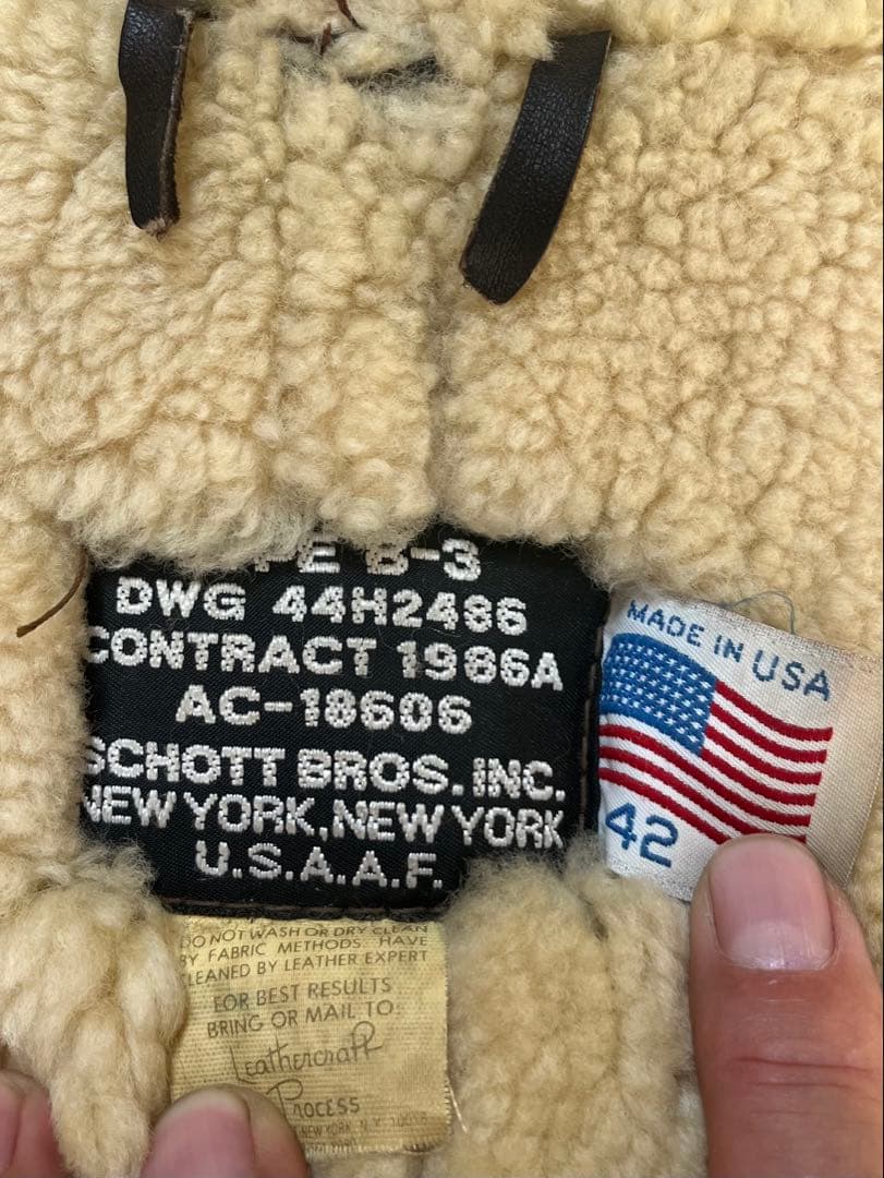USA製　Schott 42 ムートン フライトジャケット B-3 B3