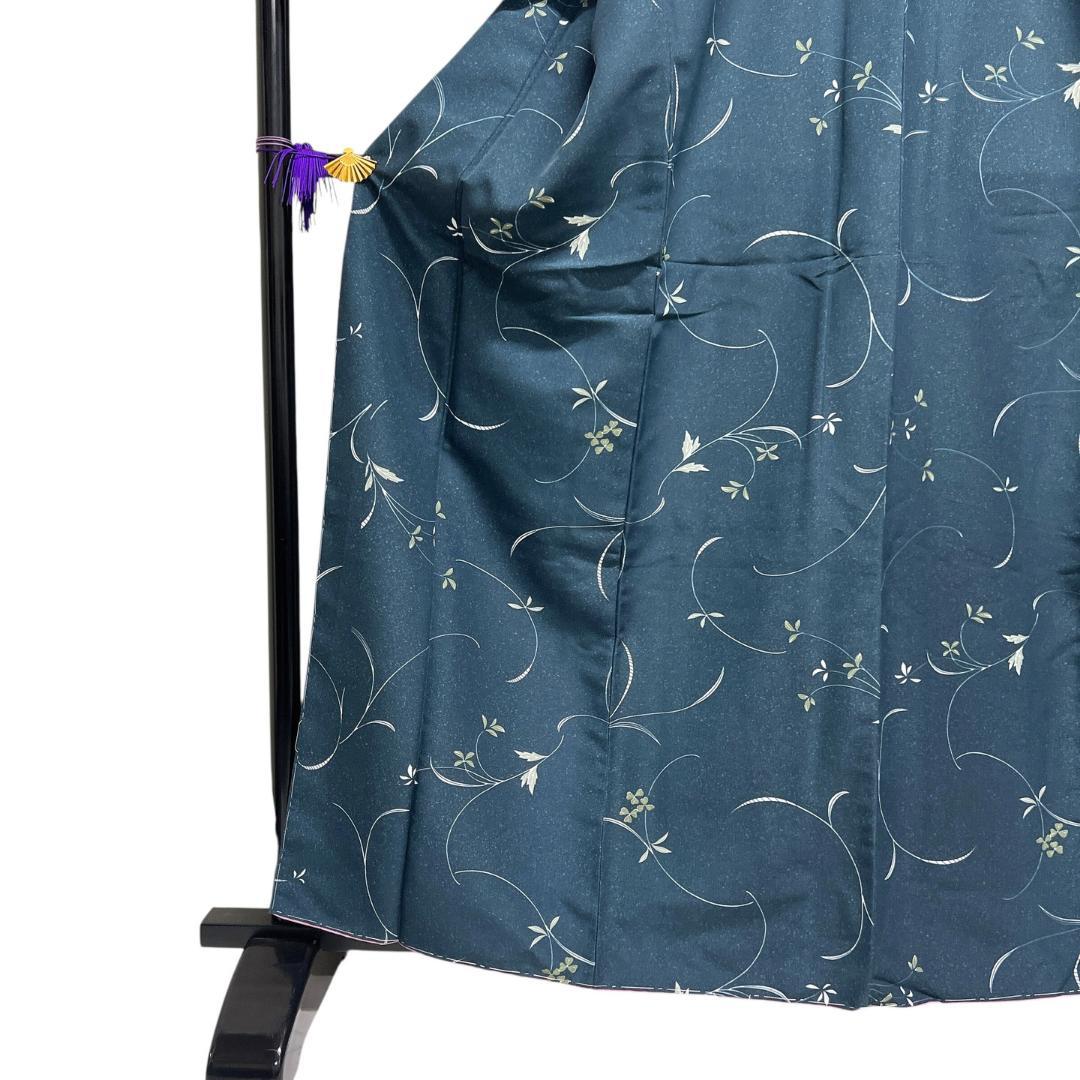 未着用　小紋　洗える着物　リーフ　蔓　片喰　たたき染　着物　114b d ms