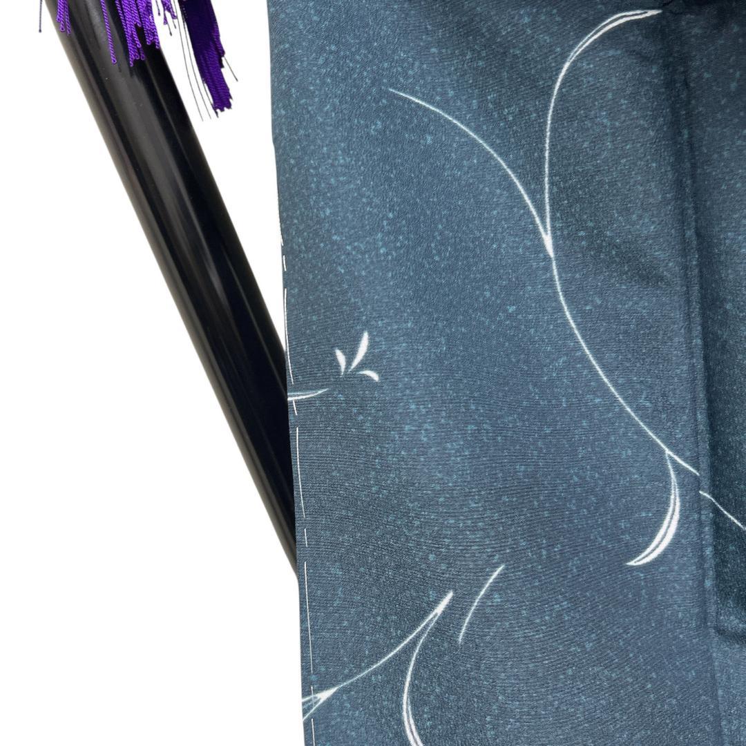 未着用　小紋　洗える着物　リーフ　蔓　片喰　たたき染　着物　114b d ms