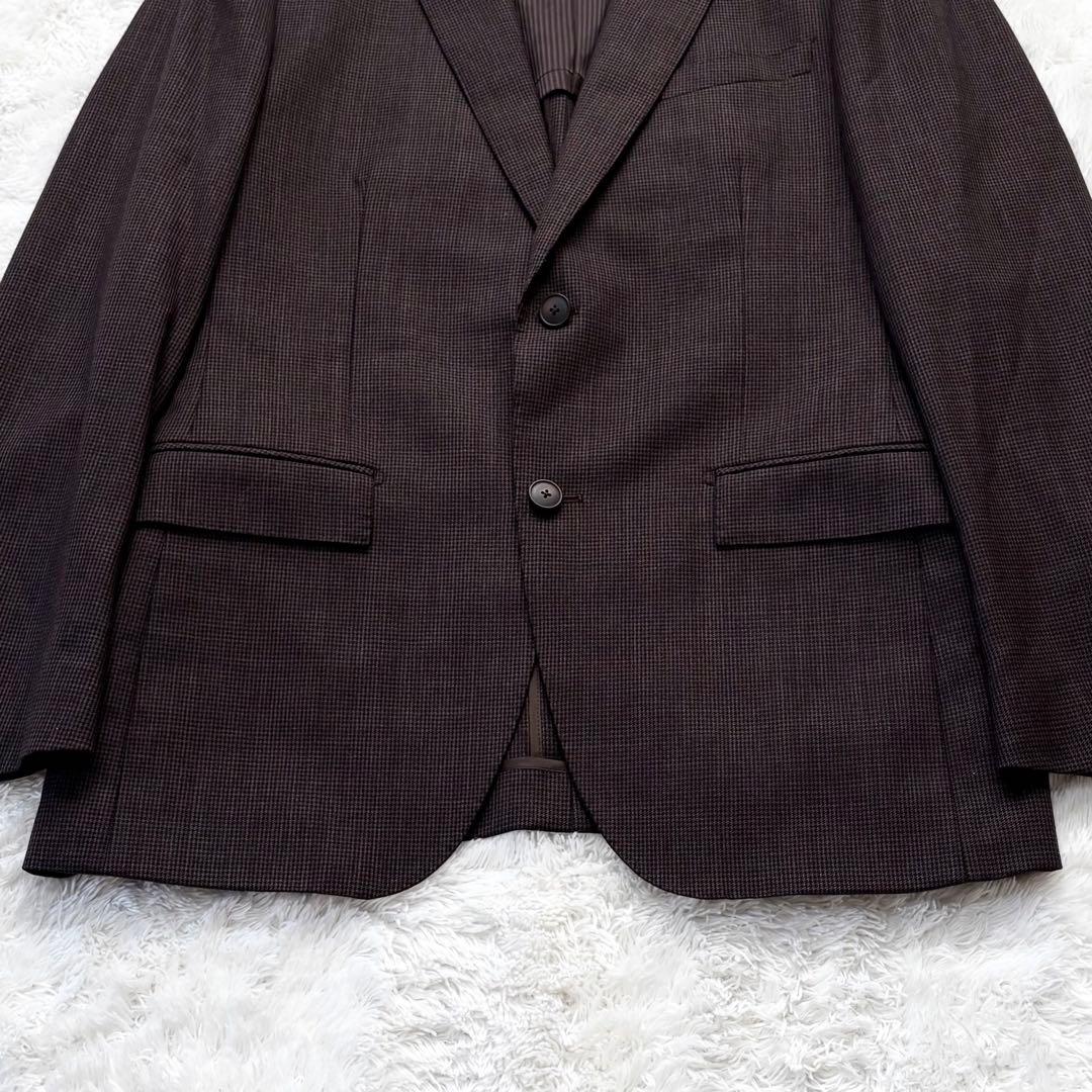 【極美品】レミュー 3ピース スーツ セットアップ 千鳥格子 ブラウン Lサイズ