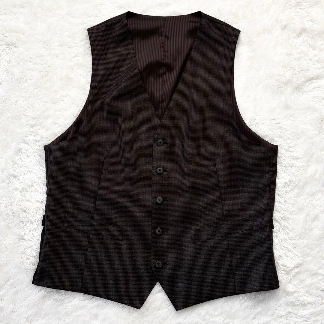 【極美品】レミュー 3ピース スーツ セットアップ 千鳥格子 ブラウン Lサイズ