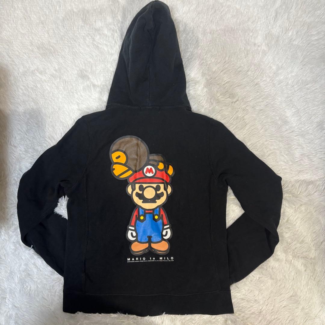 BAPE Nintendo マリオ マイロ フルジップパーカー xs ブラック