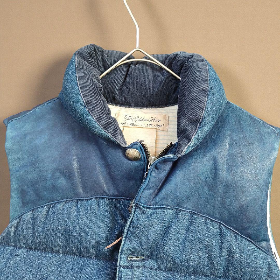 REMI RELIEF×BEAMS レミレリーフ レザー ダウンベスト メンズ