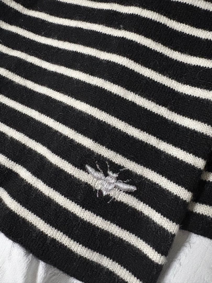 Dior Hommeマフラー　bee 白黒ボーダー