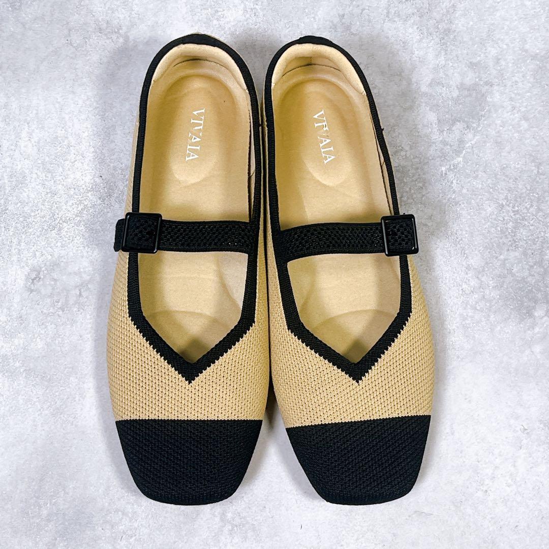 ☆美品☆【ビバイア】メリージェーン (36.5) フラットシューズ スクエアトゥ