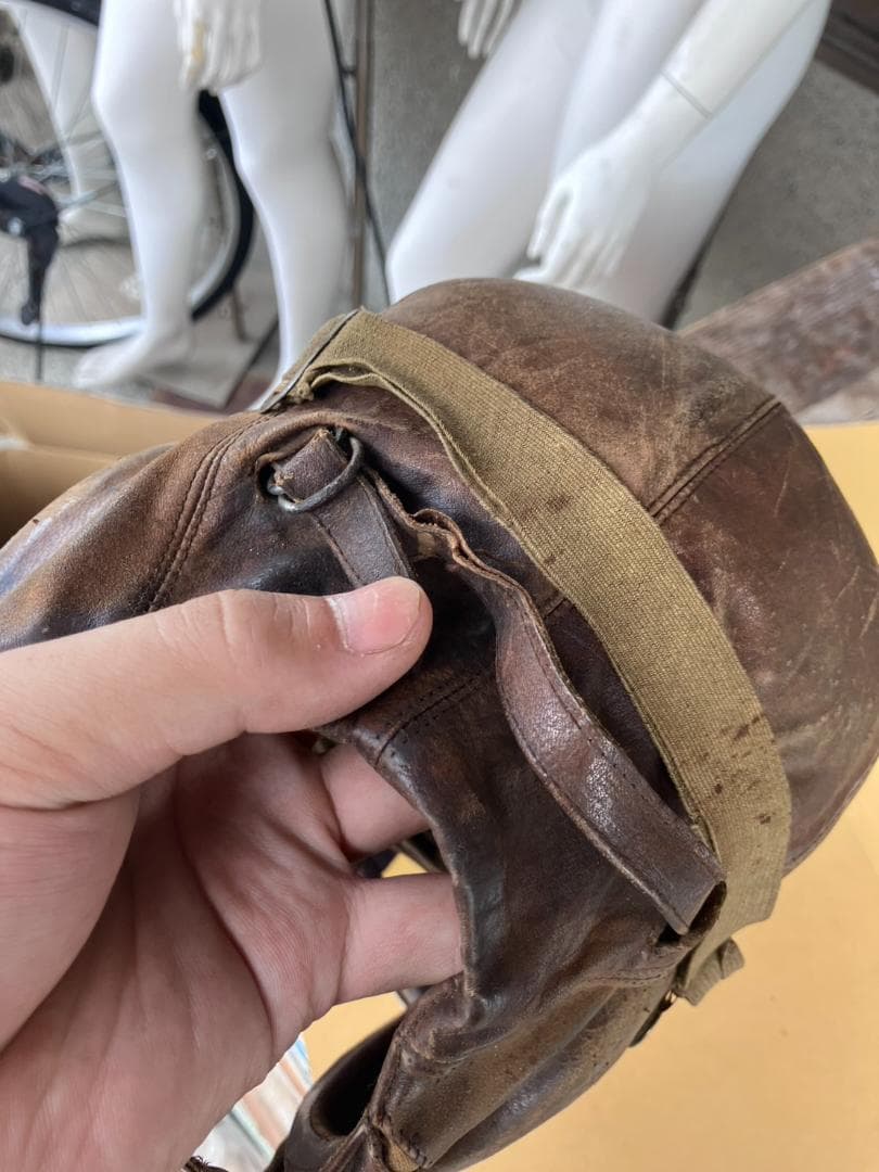 【実物】旧日本軍戦車兵ヘルメットとゴーグルセット【本物】