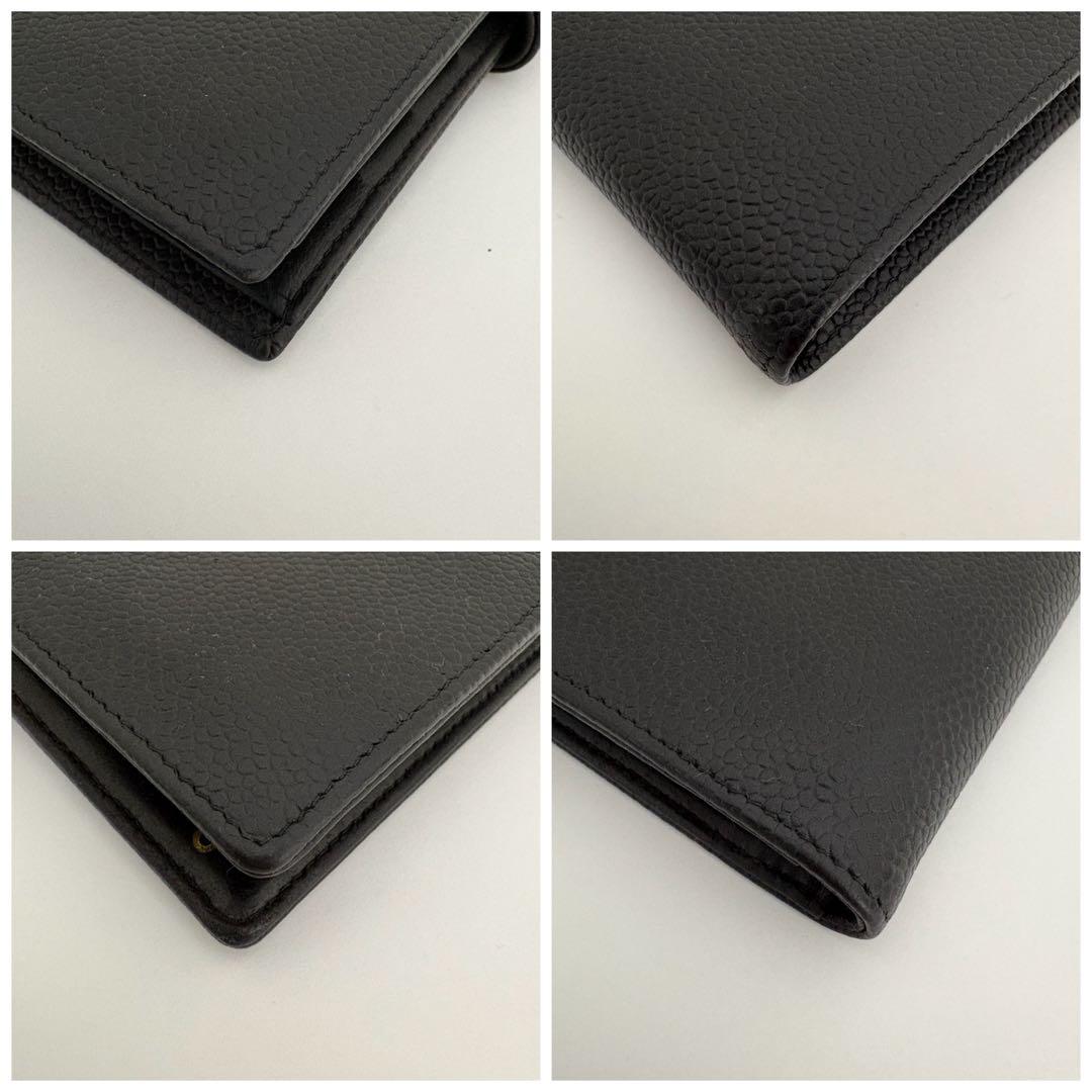 美品　シャネル　キャビアスキン　デカココ　がま口　二つ折り　長財布