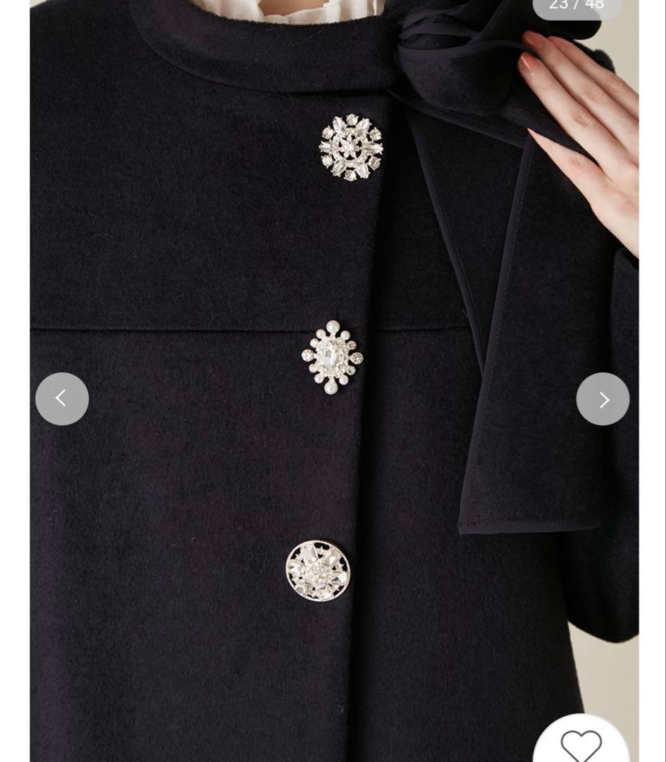 リリーブラウン Aラインビジューリボンコート