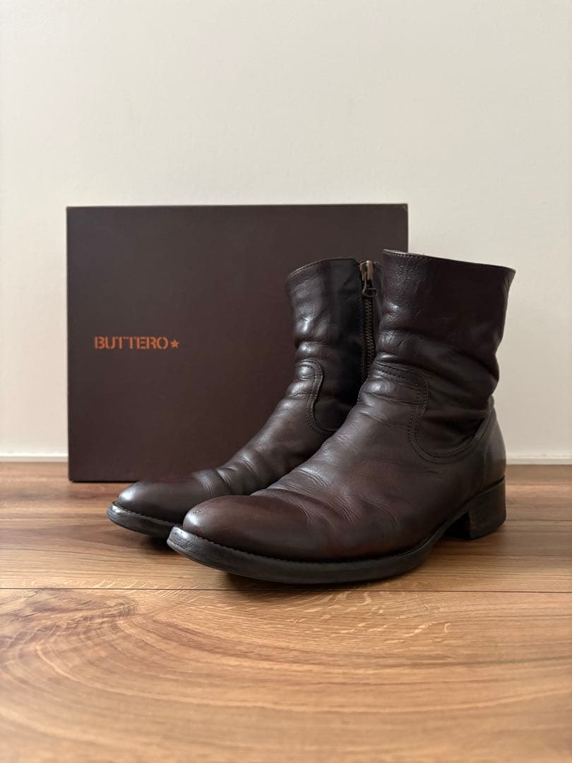 ブッテロ　BUTTERO サイドジップブーツ茶　サイズ40 B825 【箱付】