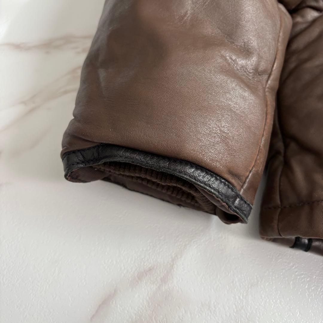 美品◆AVIREX N-2B レザージャケット ダウン 2XL ブラウン ファー