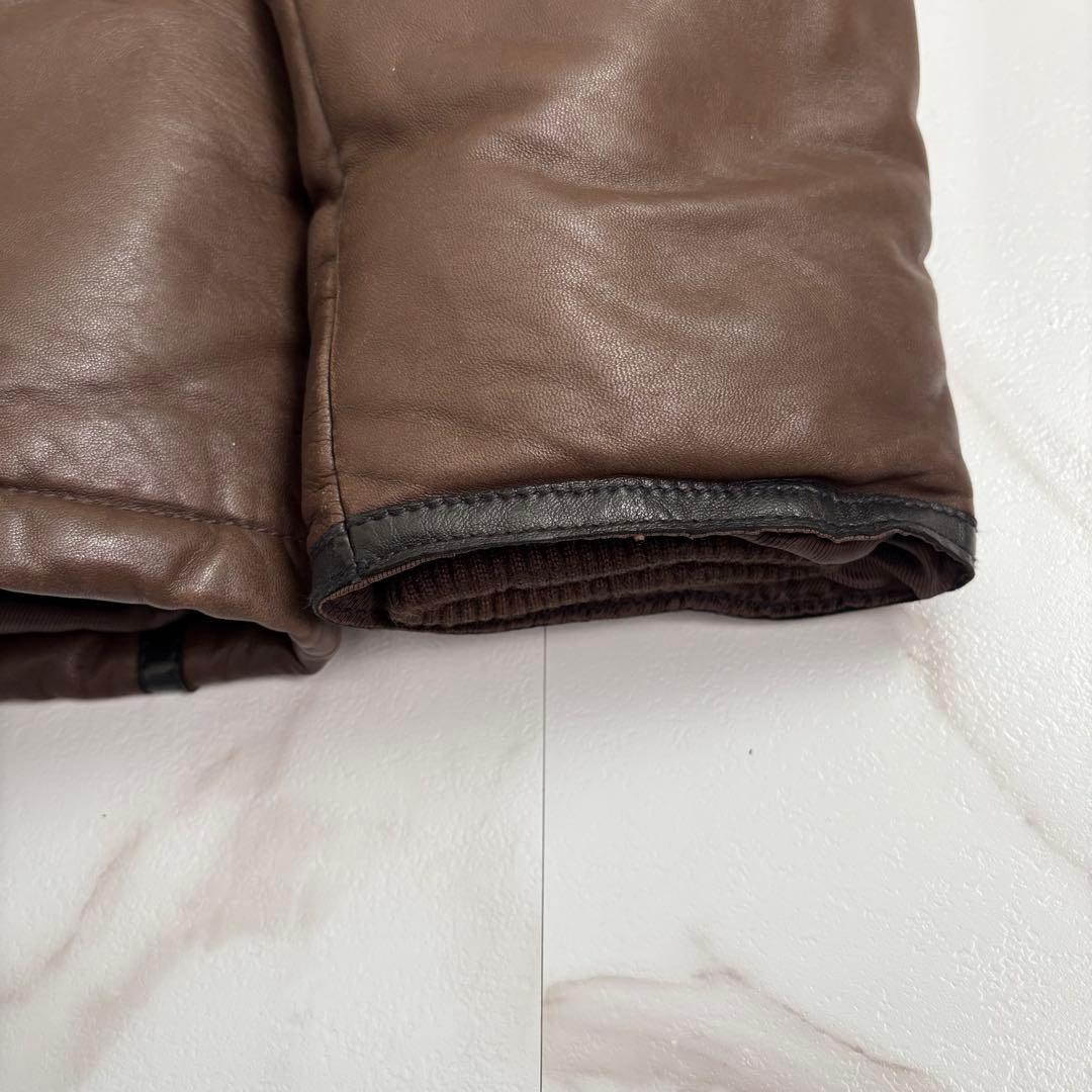 美品◆AVIREX N-2B レザージャケット ダウン 2XL ブラウン ファー