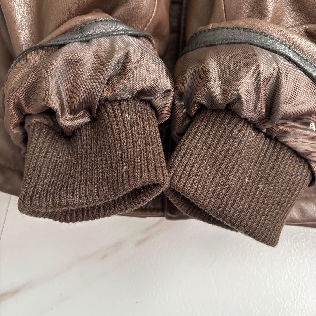 美品◆AVIREX N-2B レザージャケット ダウン 2XL ブラウン ファー