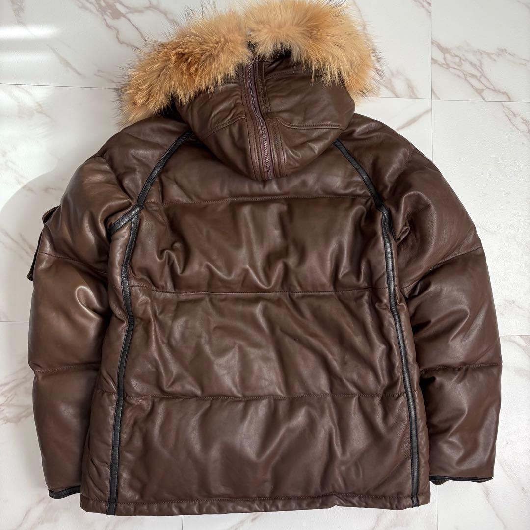 美品◆AVIREX N-2B レザージャケット ダウン 2XL ブラウン ファー