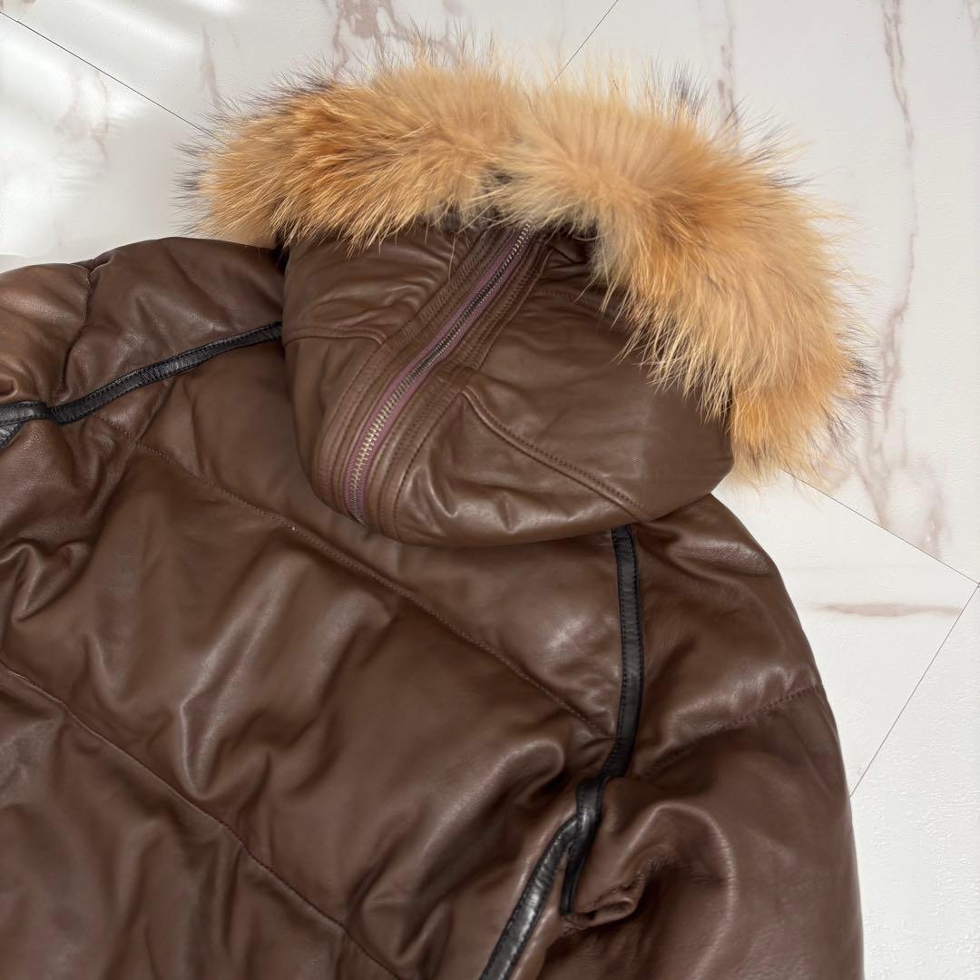 美品◆AVIREX N-2B レザージャケット ダウン 2XL ブラウン ファー