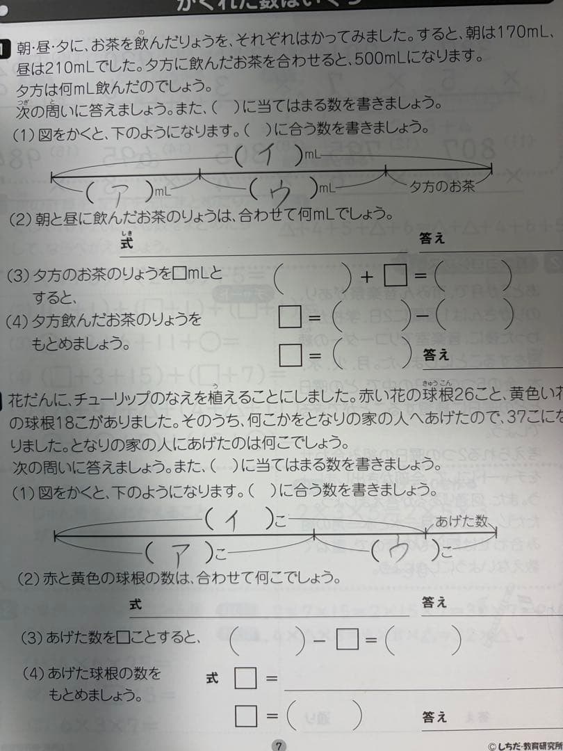 七田式　思考力算数　3年生　全10巻