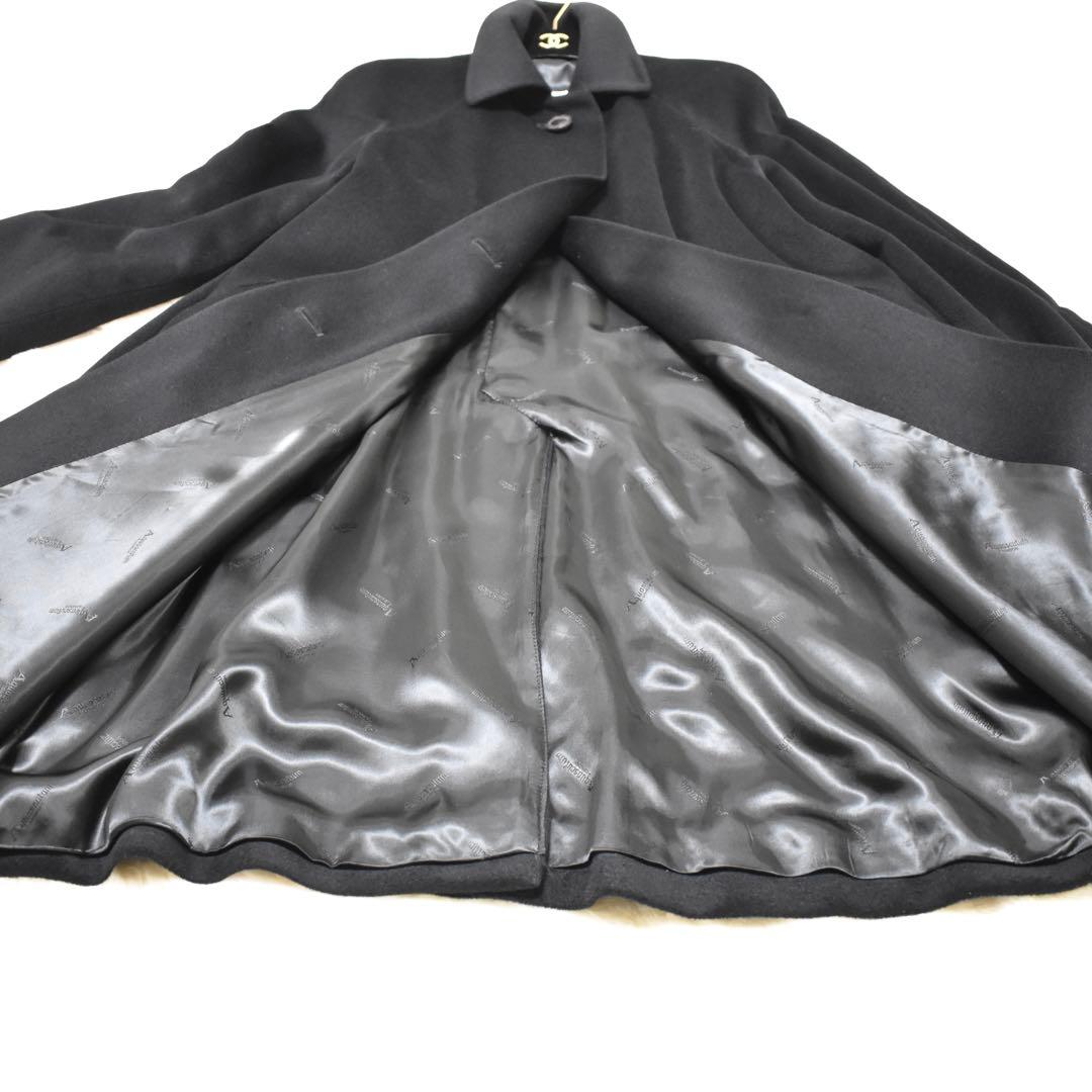 極美品✨Aquascutum ステンカラー ロングコート　Aライン　裏地ロゴ総柄