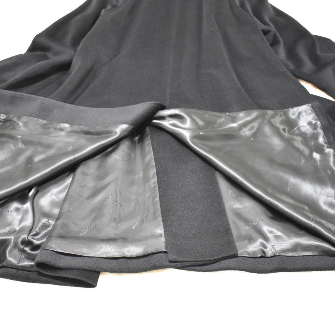 極美品✨Aquascutum ステンカラー ロングコート　Aライン　裏地ロゴ総柄