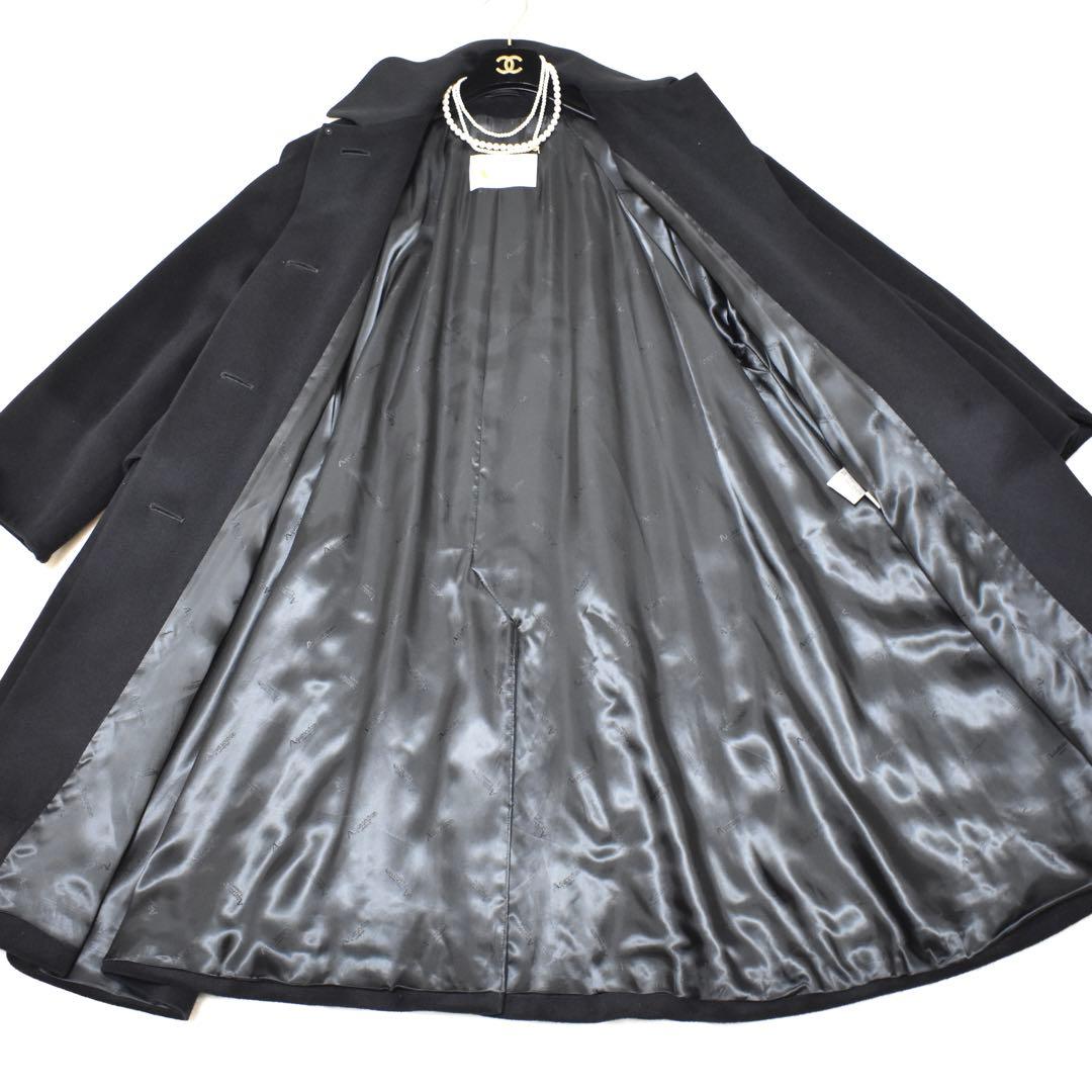 極美品✨Aquascutum ステンカラー ロングコート　Aライン　裏地ロゴ総柄