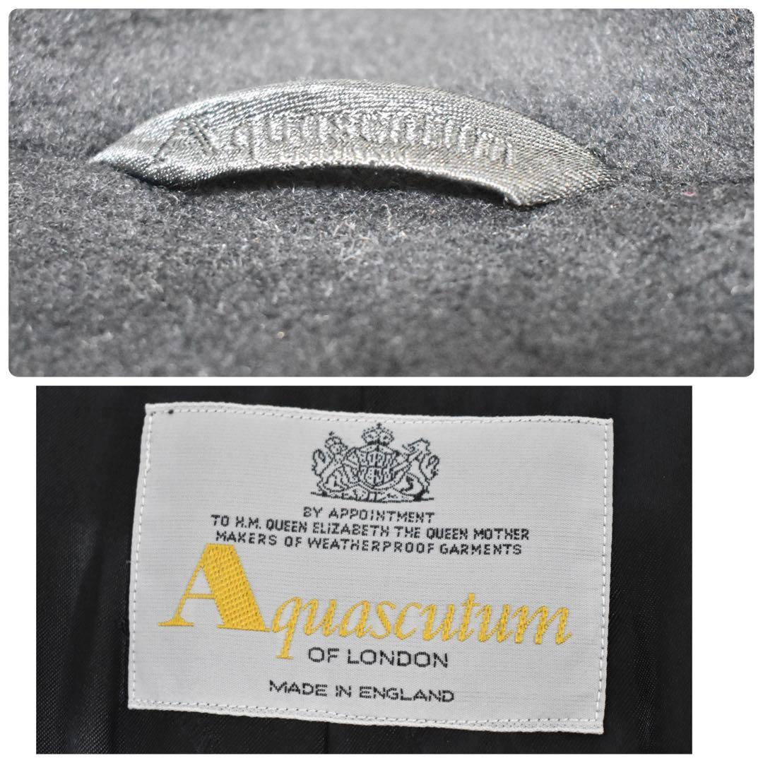 極美品✨Aquascutum ステンカラー ロングコート　Aライン　裏地ロゴ総柄