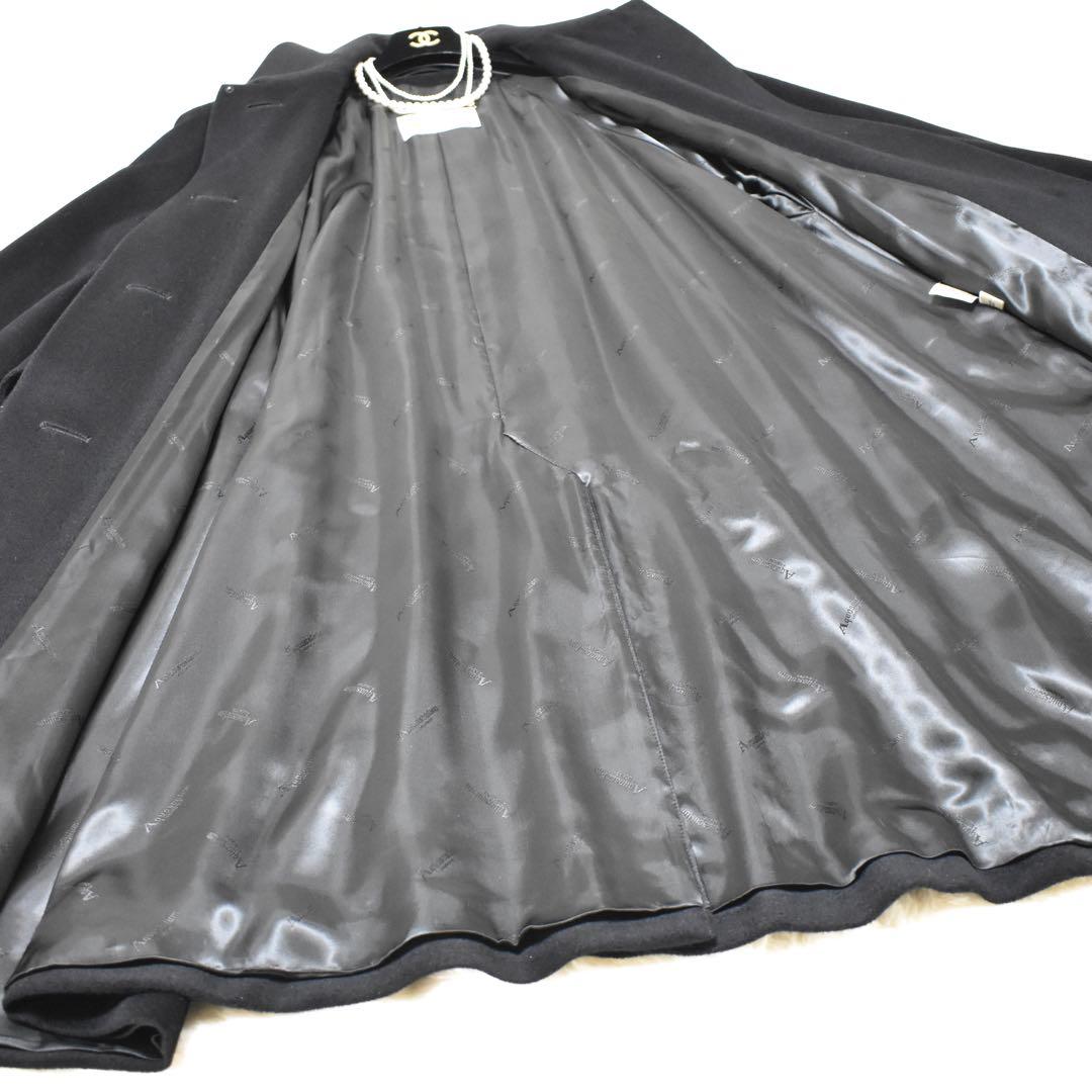 極美品✨Aquascutum ステンカラー ロングコート　Aライン　裏地ロゴ総柄