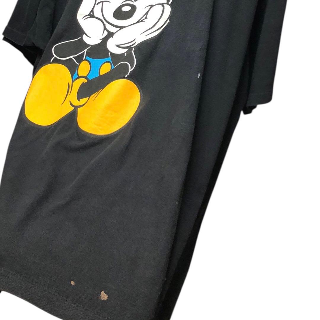 K*.様 90s お座りミッキー 青パン 両面 Tシャツ one size