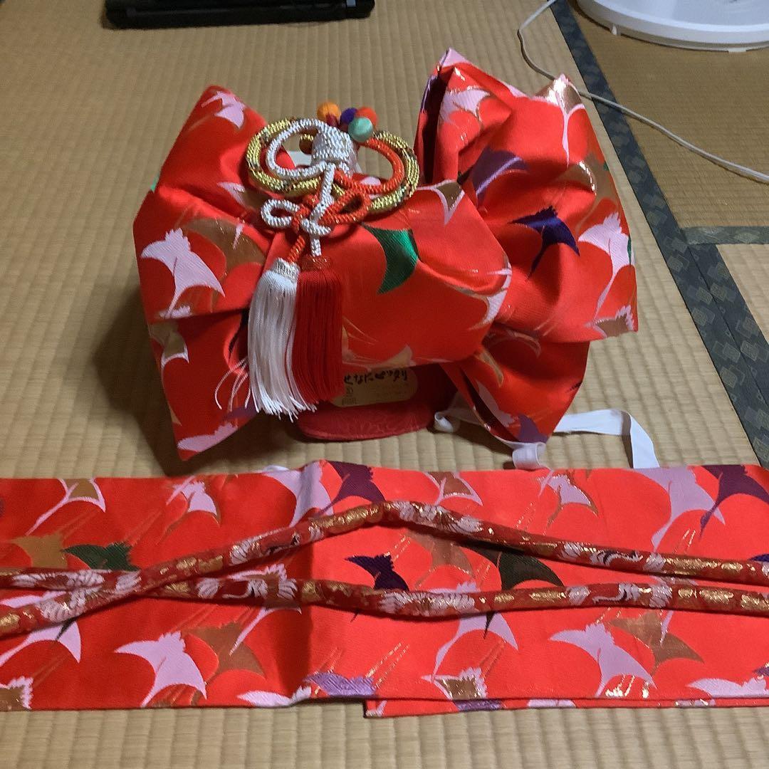 七五三7歳　フルセット　帯幅18センチ　草履21センチ　鶴舞う縁起のいいセット