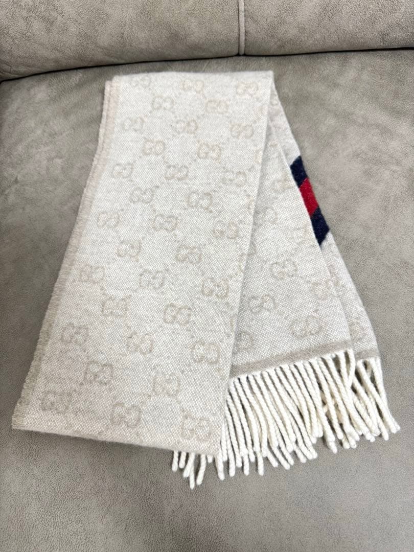 本物です 【極美品】GUCCI アルパカ ウールマフラー ベージュ
