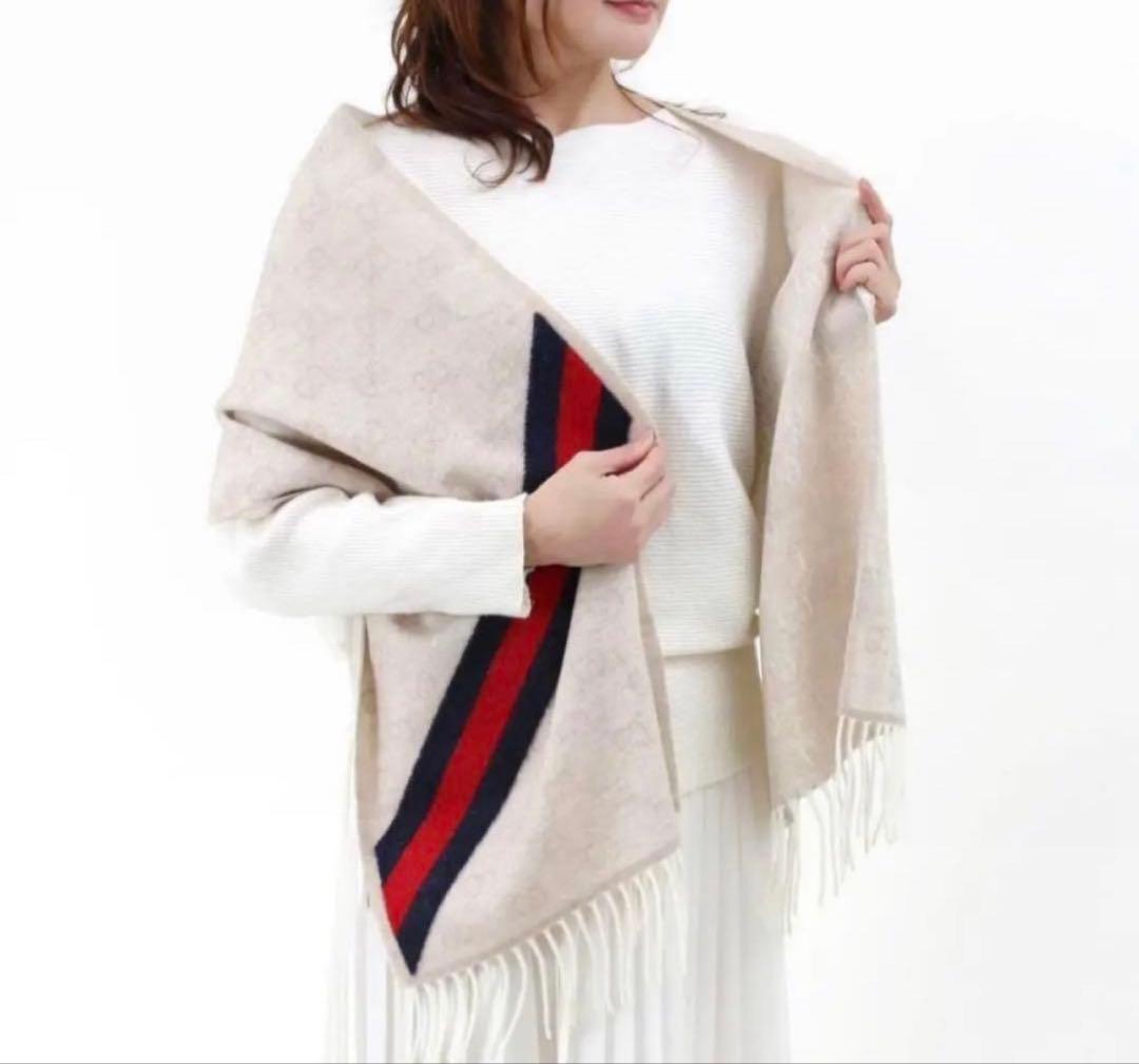 本物です 【極美品】GUCCI アルパカ ウールマフラー ベージュ