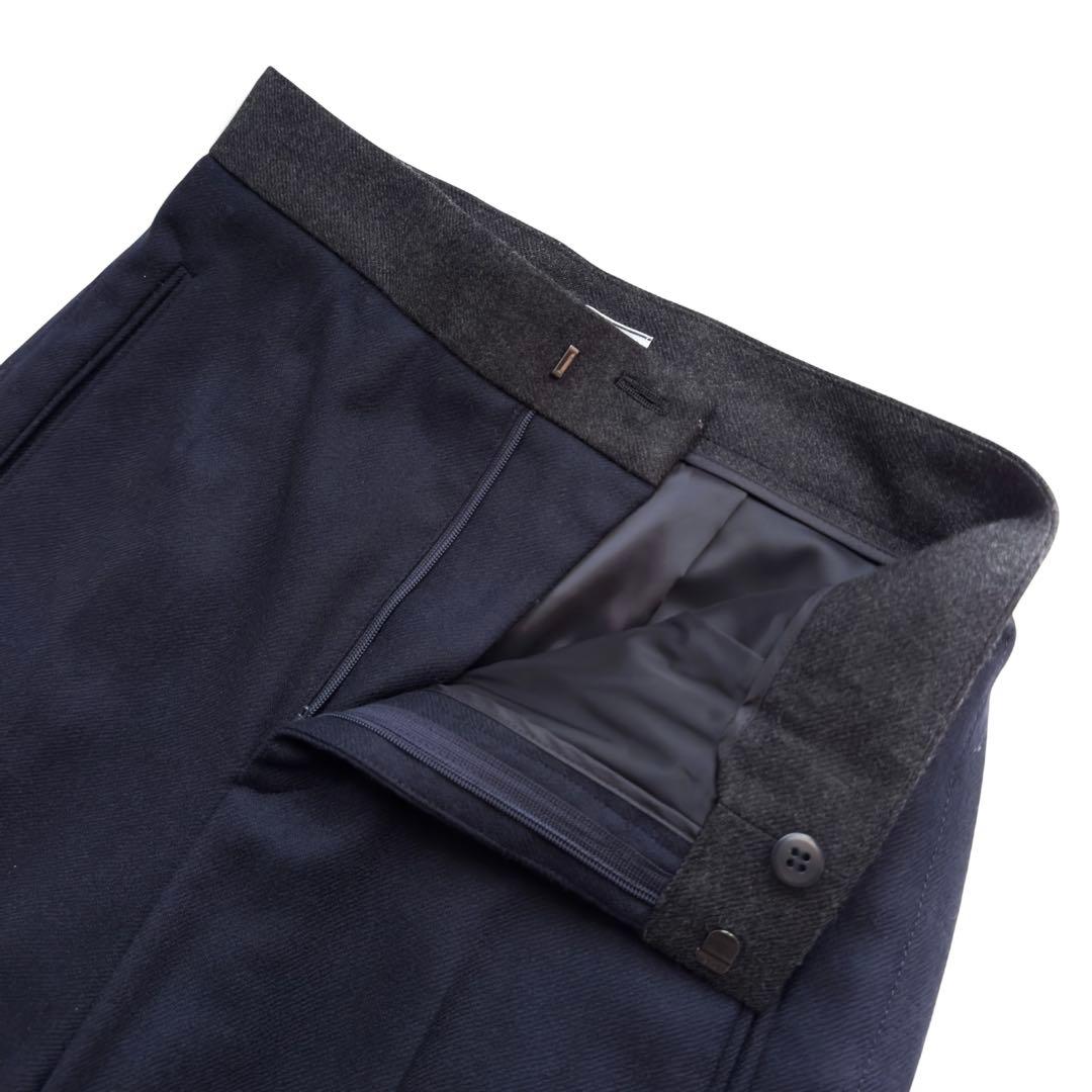 極美品✨　ベイジ　ILONSE　最高級メリノ糸　ワイドパンツ　バイカラー　紺