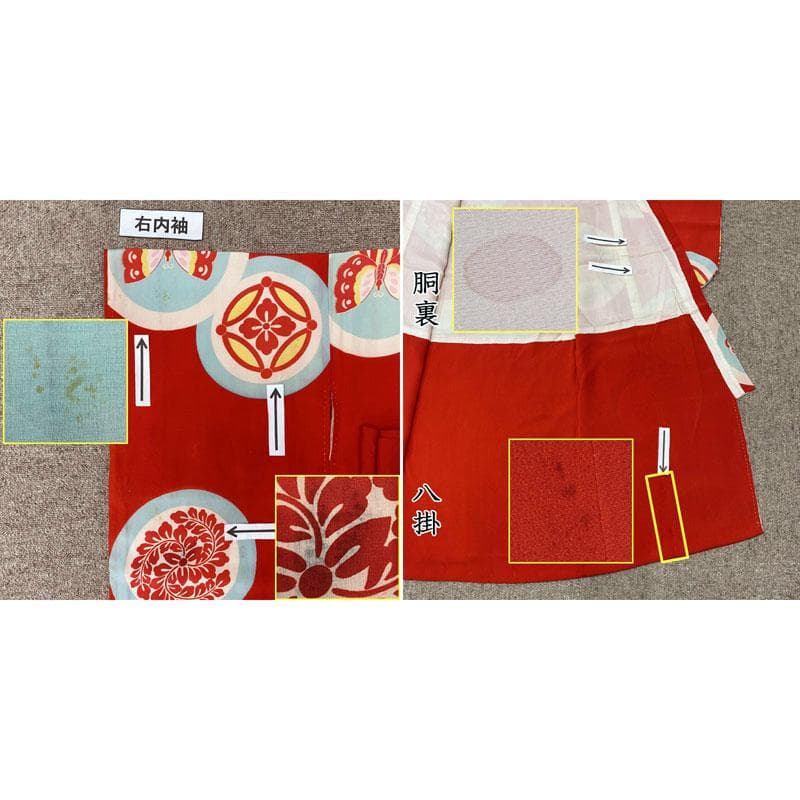 507ag31◎七五三 三歳 女の子 アンティーク着物&被布&半襦袢 丸文◎