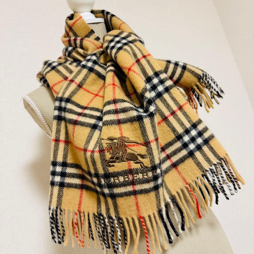 バーバリーロンドン 大判 ストール マフラー ひざ掛け ノバチェック ウール