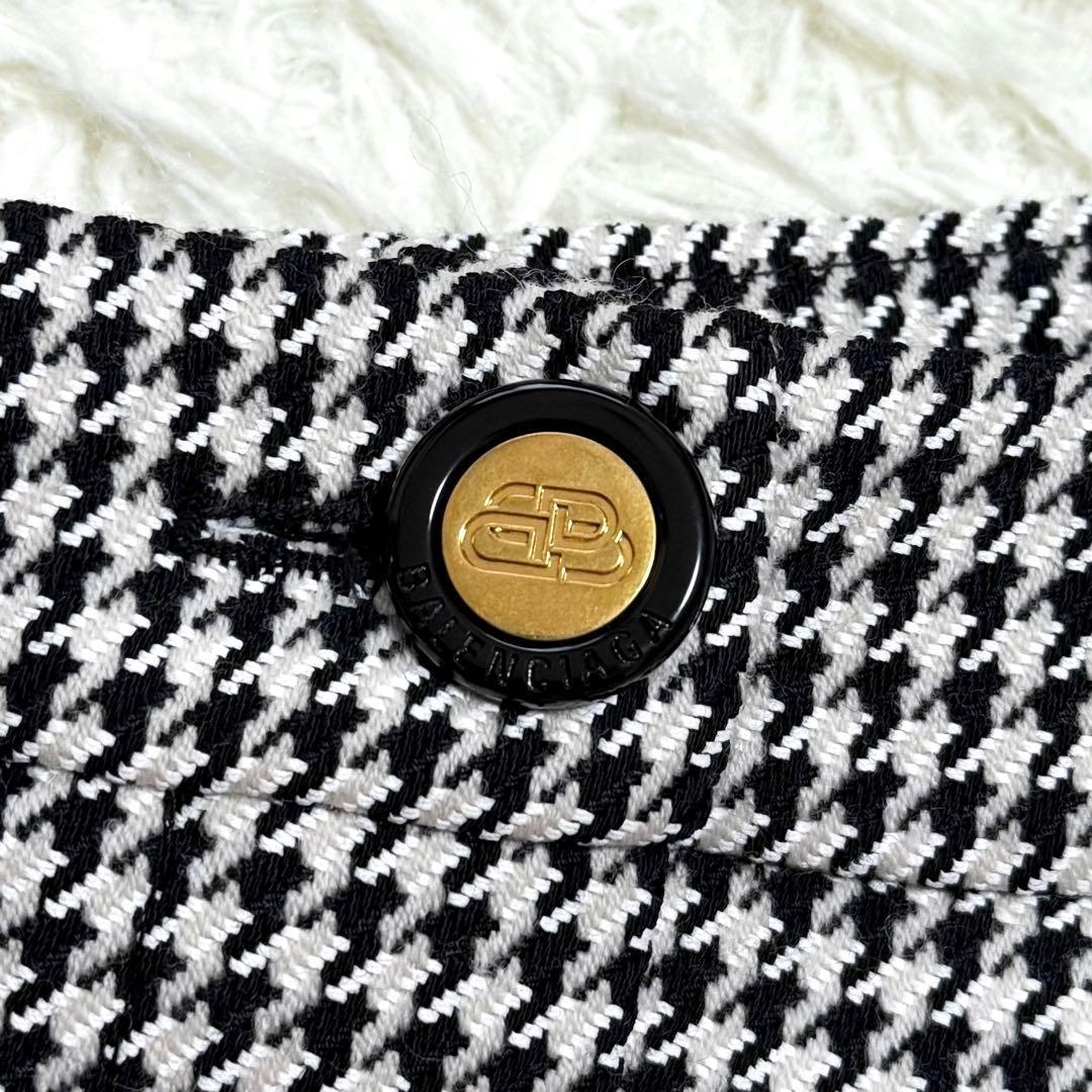 BALENCIAGA バレンシアガ 変形スカート BBロゴ ゴールド金具 千鳥柄