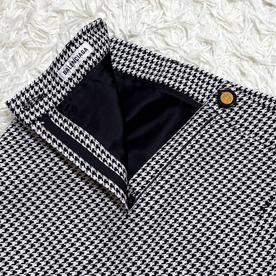 BALENCIAGA バレンシアガ 変形スカート BBロゴ ゴールド金具 千鳥柄