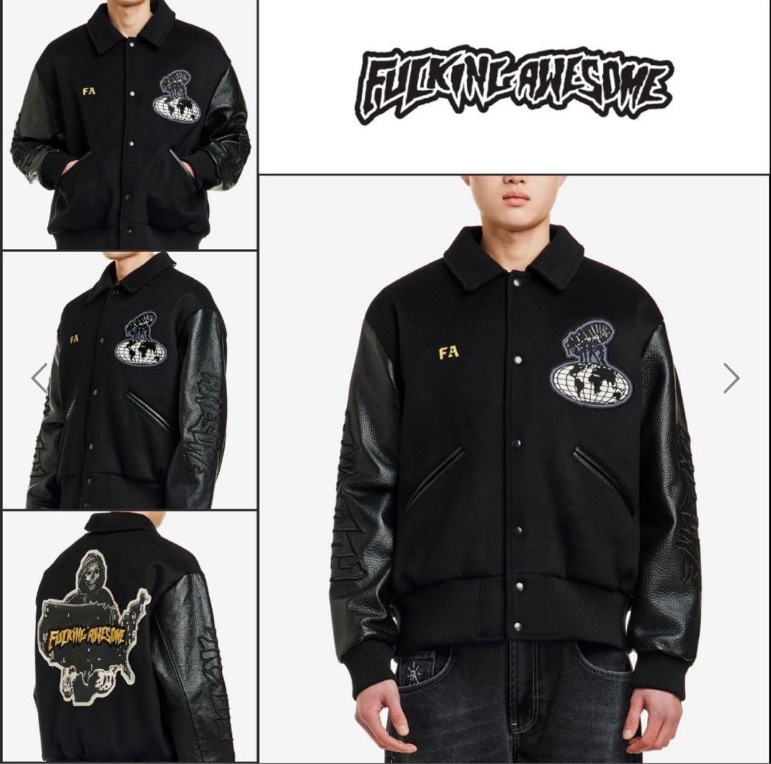 な*み様 fucking awesomeレターマンジャケット ブラック