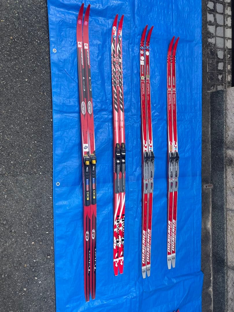 クロスカントリースキー板 赤 4本セット