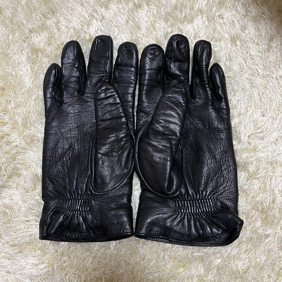 極美品✨ GUCCI ブラック レザー手袋 GG マーモント カシミヤ